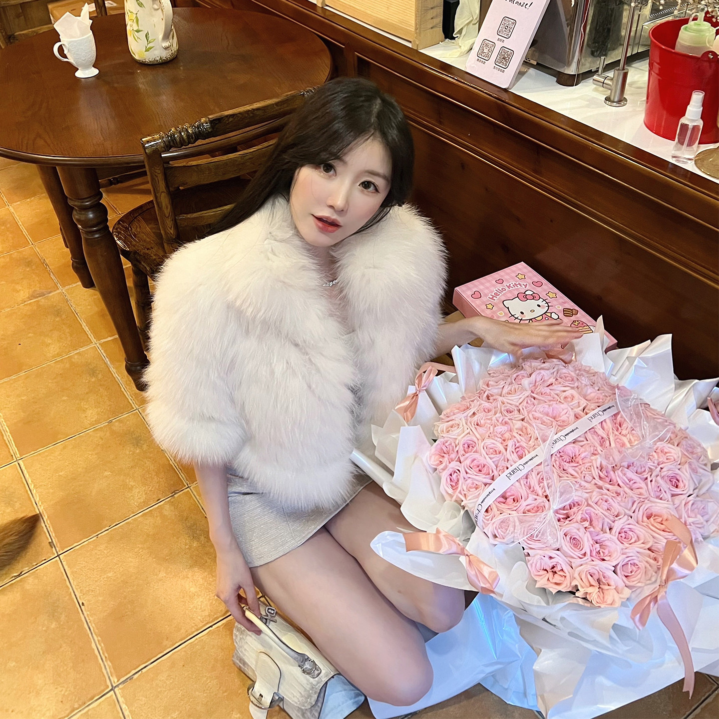 【雪国公主】高贵银兰狐本色/定染浅粉拼白 中袖立领狐狸毛皮草,女装/女士精品,皮草,淘宝优惠券,粉丝福利购,淘宝优惠卷