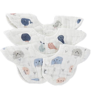 婴儿纯棉围嘴冬天加厚口水巾男宝纱布防水吐奶围兜新生女围脖秋冬