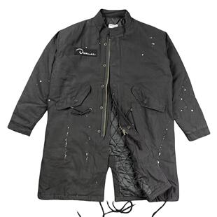 军版 棉衣 改良复古立领保暖外穿棉袄 宽松中长款 M51泼墨鱼尾风衣