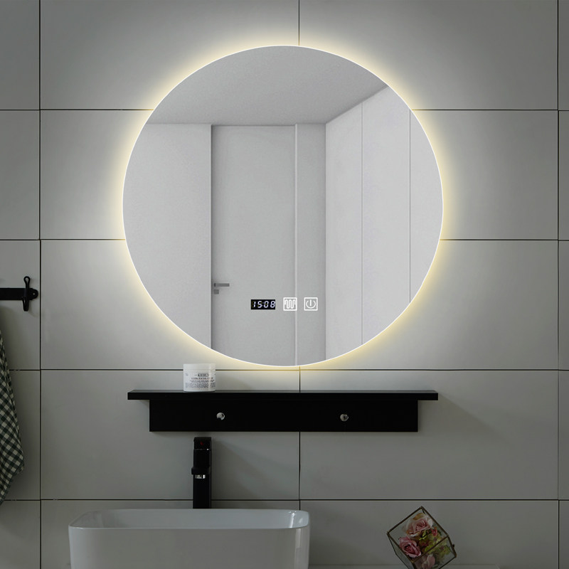 羚兔LED圆形智能防雾镜子卫生间发光镜灯镜厕所卫浴镜背光浴室镜_虎窝淘