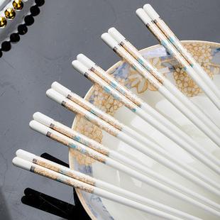 家庭公筷 抗摔骨瓷筷子陶瓷家用景德镇高温骨瓷筷子防滑防霉新中式