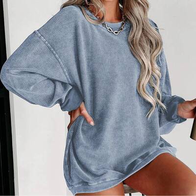Plus Size Women's Solid Color Pullover Sweatshirt Casual