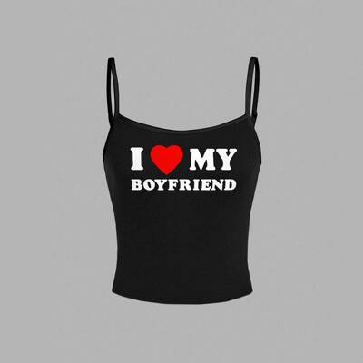 Casual Fitted Tank Top Elegant Sleeveless Top Letter