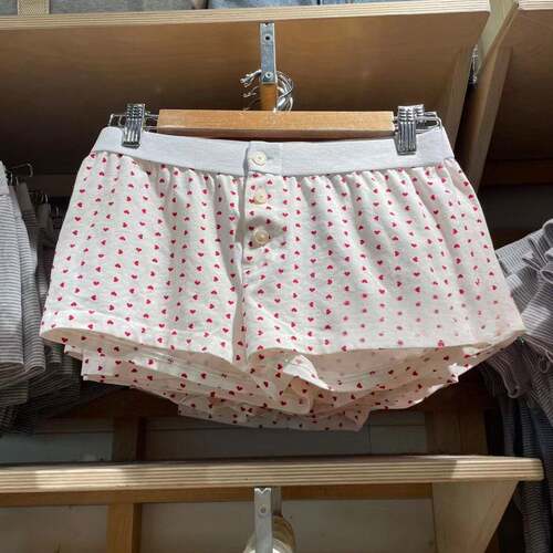 Women Lounge Shorts Low Waist Button Closure PrintedPajama