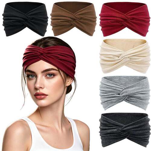 FringeFlutter 6-Piece Bohemian Style Wide Headband Set for