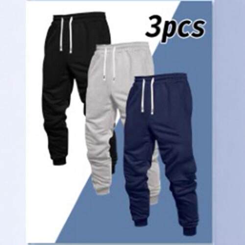 Men's Solid Color Basic Casual Sweatpants with Drawstring