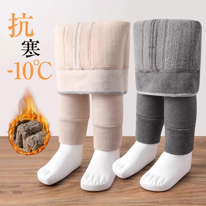 女童打底裤加厚加绒宝宝不开裆外穿秋冬羊羔绒婴儿九分儿童连裤袜