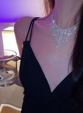 欧美风时尚个性潮设计镶钻流苏项链复古宫廷风ins网红气质项饰女