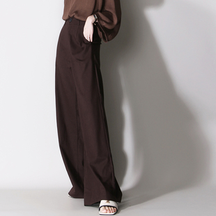 C89可配一套 老钱风松弛感亚麻透气高腰显瘦简约直筒百搭欧美长裤