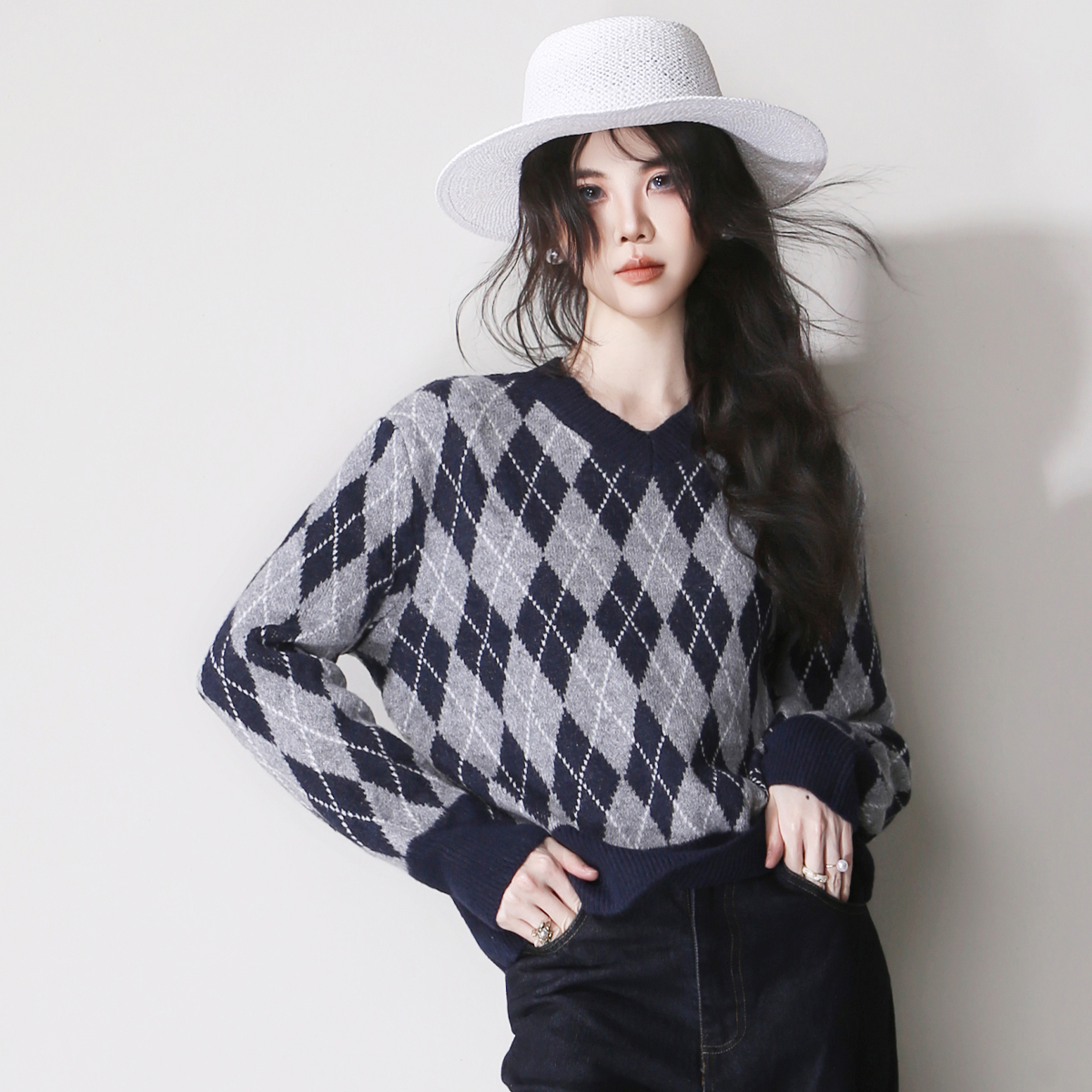 学院风减龄休闲百搭套头毛衣