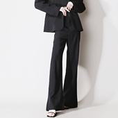 F44可配一套简约裁剪修饰腿型遮胯宽高腰直筒宽松欧美风西装 长裤