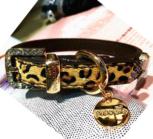 奇可家 宠物狗狗猫咪项圈 宠物斑马纹豹纹马毛项圈宠物牛皮颈圈