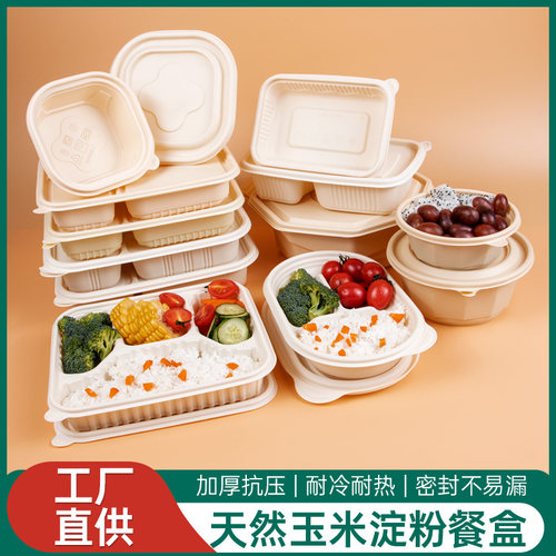 一次性多格餐盒可微波炉环保降解