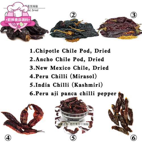 辣椒Chipotle/Ancho/Arbol/Mirasol/pasilla/panca/Guajillo