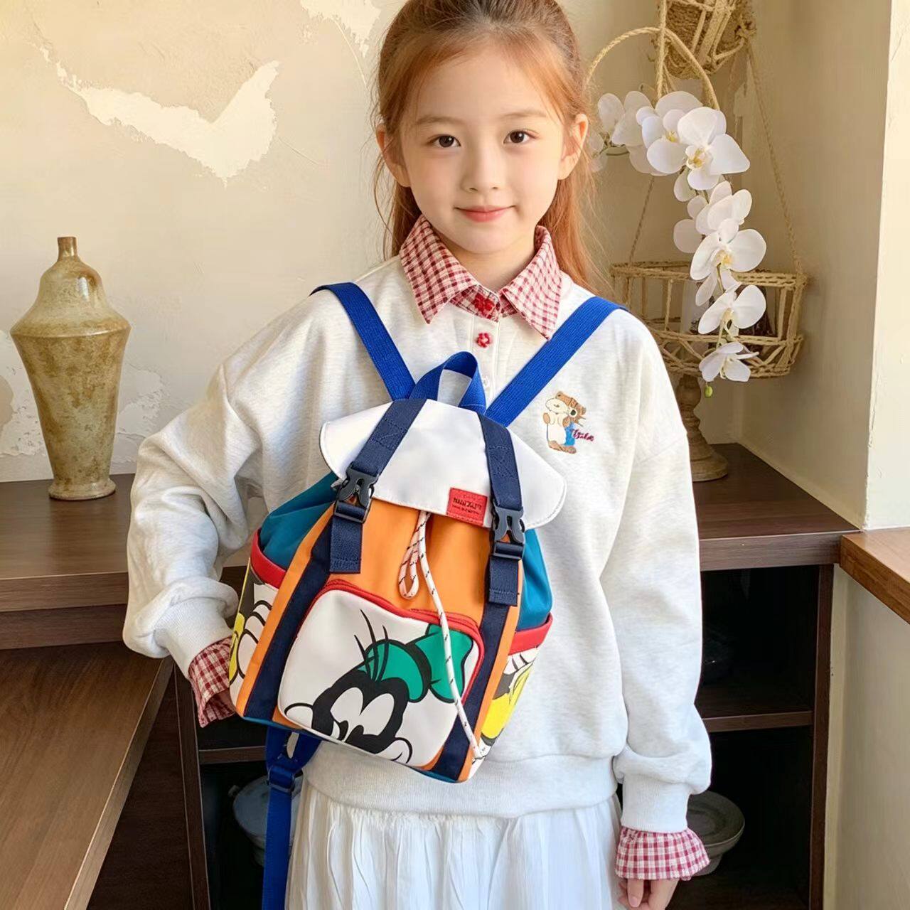 儿童双肩包女孩洋气可爱外出小背包2026新款卡通米奇包幼儿园书包