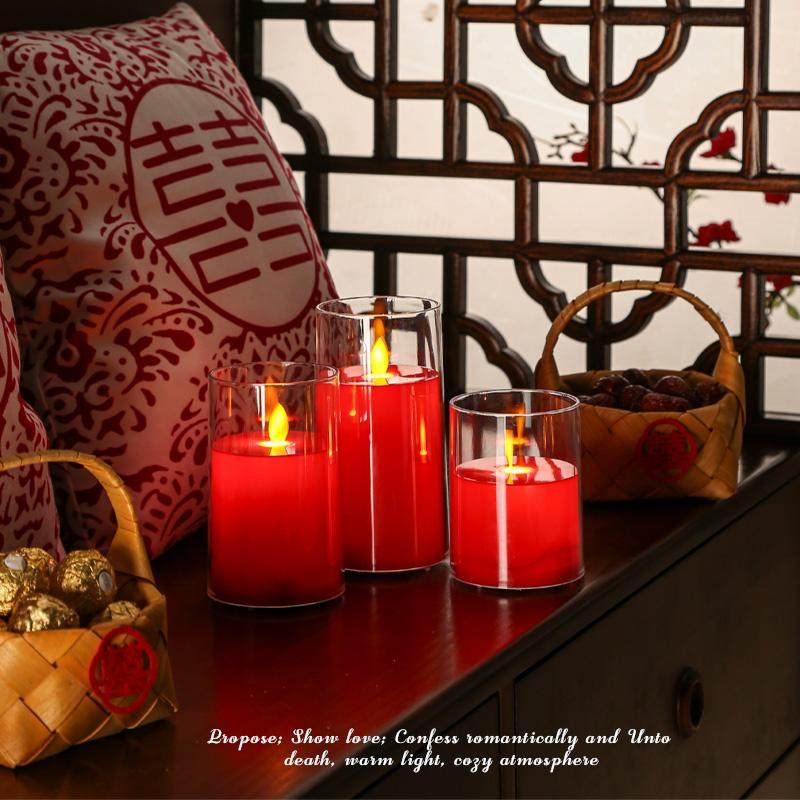 亚克力led电子蜡烛灯仿真蜡烛火苗红色蜡烛春节喜庆婚庆装饰