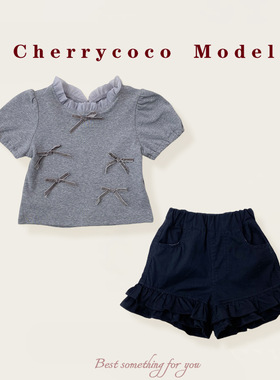 CHERRYCOCO女童夏季套装25新款女宝宝公主短袖花边短裤洋气二件套