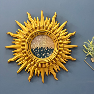 美式轻奢风太阳镜子壁挂客厅墙壁欧式装饰品法式餐厅玄关墙面挂镜