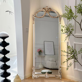 欧式 复古雕花穿衣镜家用壁挂全身镜法式 贴墙落地镜衣帽间试衣镜子