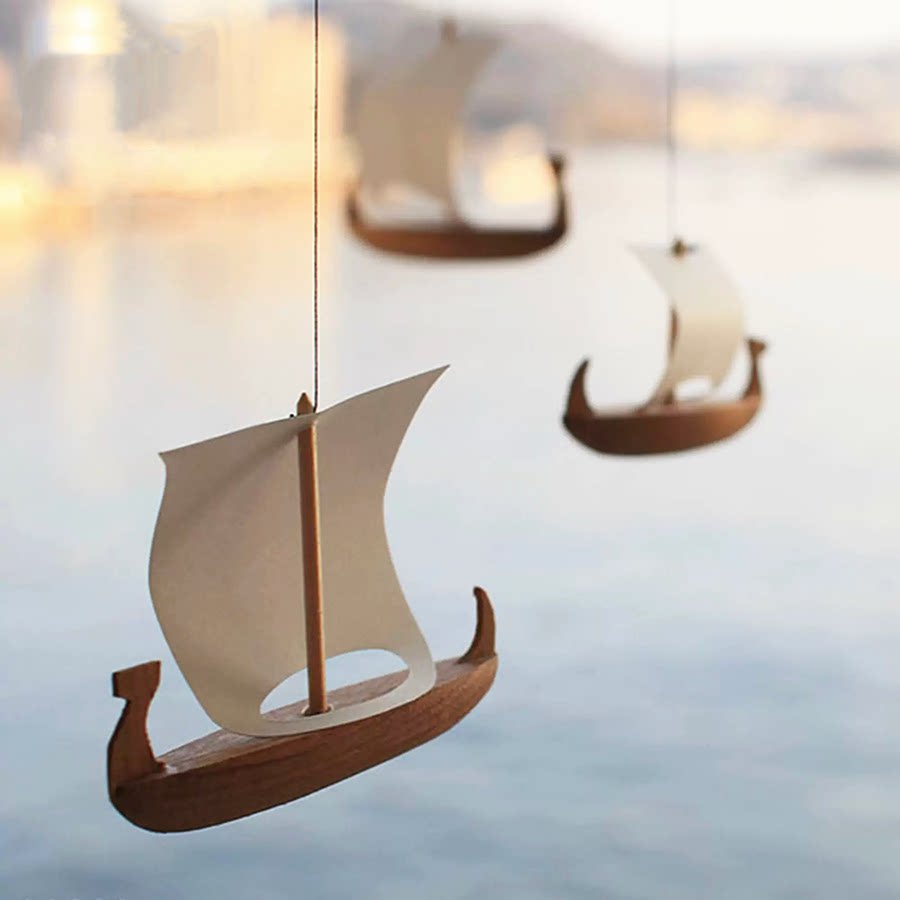 度仓生活flensted mobiles维京海盗帆船宝宝床挂空中平衡吊饰风铃