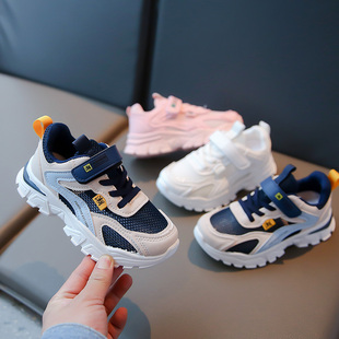 2025夏季 学生小白鞋 新款 女童运动鞋 男童镂空透气单网鞋 儿童老爹鞋