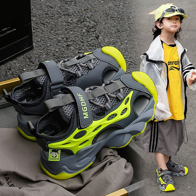 夏季新款韩版帅气男童包头凉鞋