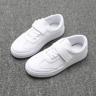 儿童帆布鞋2025春季新款皮面小白鞋男童女童运动鞋小学生白色板鞋
