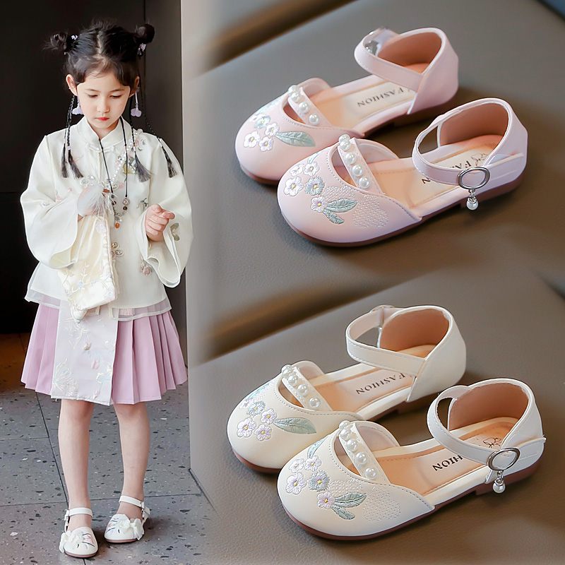 夏季新款绣花国风公主鞋女童凉鞋