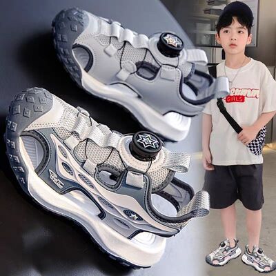 夏季新款防滑帅气男童包头凉鞋