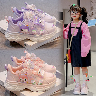 亮灯卡通女孩老爹鞋 女童鞋 透气儿童跑步鞋 春秋新款 子库洛米运动鞋