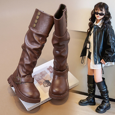 秋冬季新款时尚洋气女童长筒靴