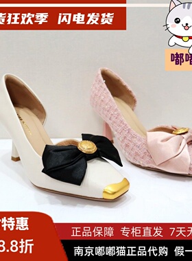 断码清仓Kiss Kitty小猫春季粗跟一脚蹬蝴蝶结高跟单鞋SA54502-38