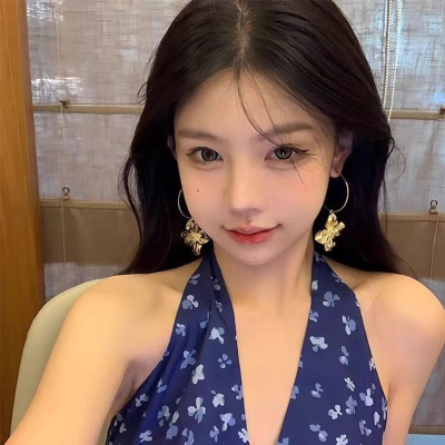 金色大圆圈花朵耳坠耳环女