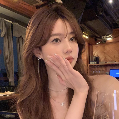 不对称十字星星耳钉流苏耳环女