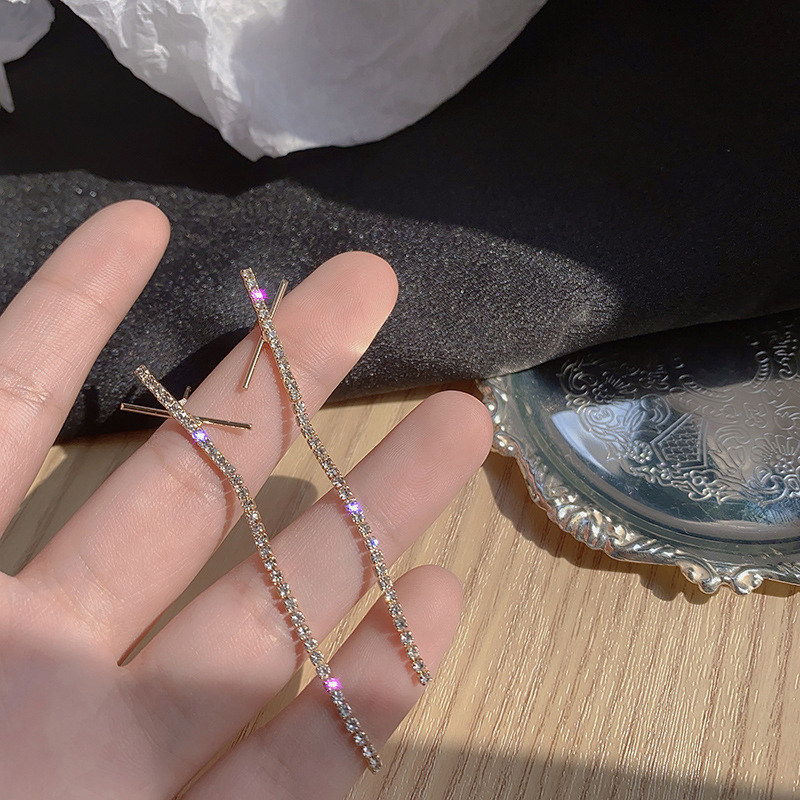 FOR  YOU闪钻流苏耳钉X交叉长款耳环女简约百搭气质无耳洞耳夹潮,饰品/流行首饰/时尚饰品新,耳环,淘宝优惠券,粉丝福利购,淘宝优惠卷