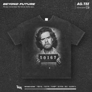 无耻之徒 水洗做旧复古oversize宽松大码美式中性短袖T恤男女上衣