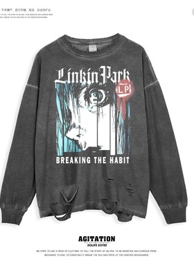 摇滚高街oversize宽松潮牌打底男女长袖上衣新林肯公园LinkinPark