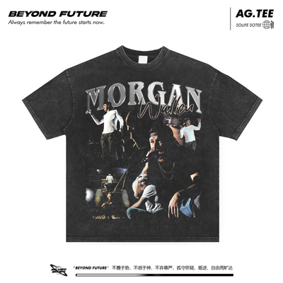 Morgan Wallen美式水洗重磅男女中性短袖T恤宽松上衣潮牌打底新款