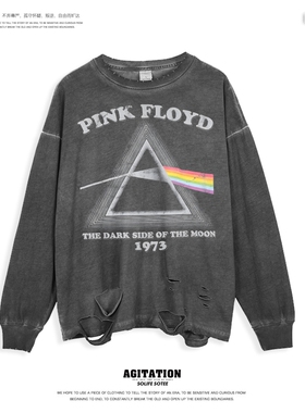 秋冬欧美复古水洗做旧oversize男女长袖新PinkFloyd平克弗洛伊德