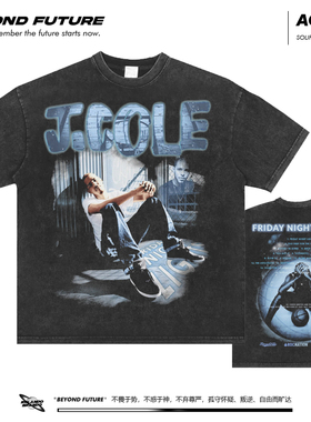 JCole美式水洗中性嘻哈宽松男女短袖T潮牌打底上衣夏季纯棉新款