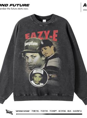 Eazy-E欧美nwa高街头宽松嘻哈说唱rap长袖水洗做旧潮牌上衣卫衣