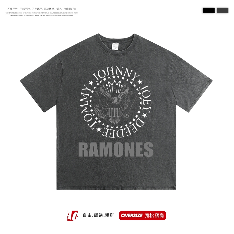 短袖青春流行青少年洗水磨边T恤