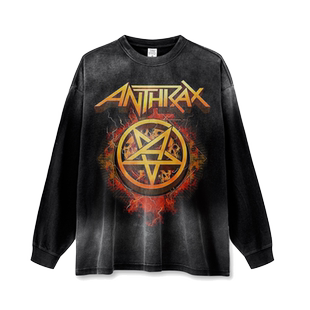 Anthrax金属秋冬水洗做旧复古260g中性男女长袖打底上衣