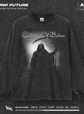 Children of Bodom水洗做旧复古男女长袖宽松中性潮牌打底上衣
