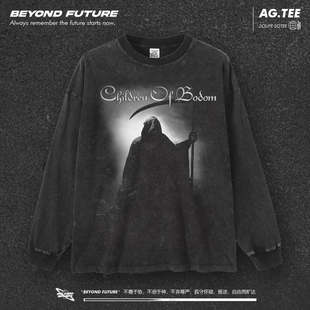 Children of Bodom水洗做旧复古男女长袖宽松中性潮牌打底上衣