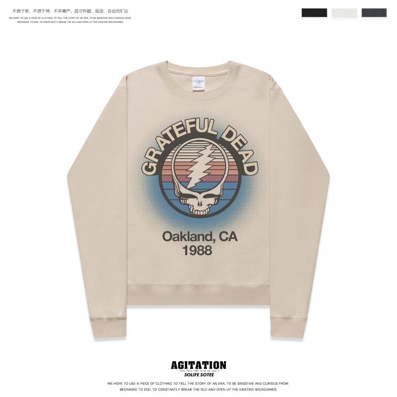 迷幻摇滚秋冬圆领卫衣男女潮流休闲ins长袖上衣外套grateful dead