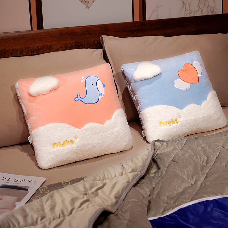 抱枕被子两用二合一冬季加厚汽车折叠车用枕头办公室午睡毯子靠枕