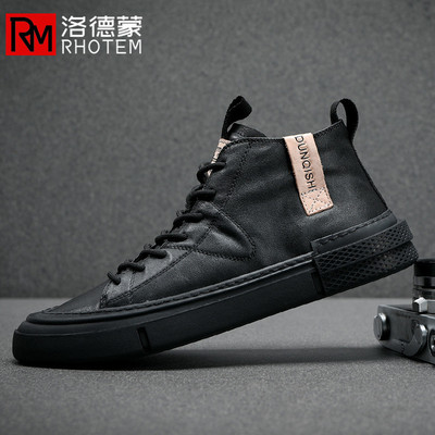 高端品牌冬季男士高帮鞋羊毛衬里到Heattech男士真皮运动鞋韩式流