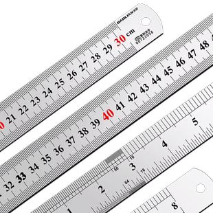 保联钢尺1米不锈钢直尺铁钢尺加厚硬尺子15cm/20cm/30cm/50cm高精度钢板尺学生专用文具办公用具双面刻度