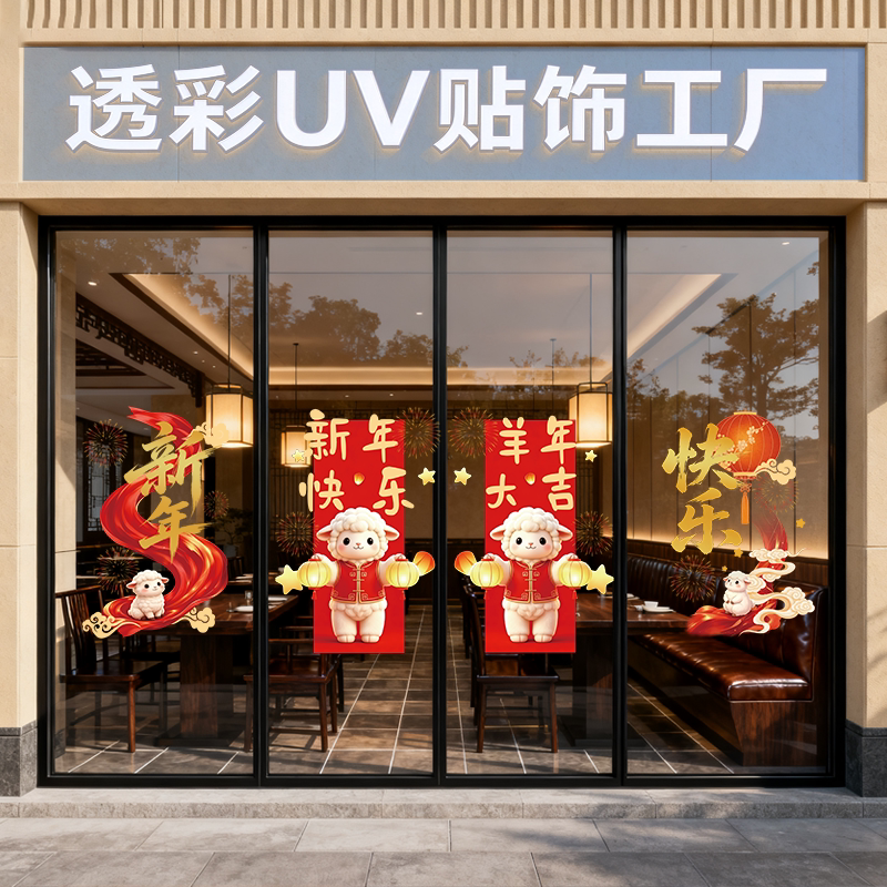 2027新年玻璃贴静电贴橱窗
